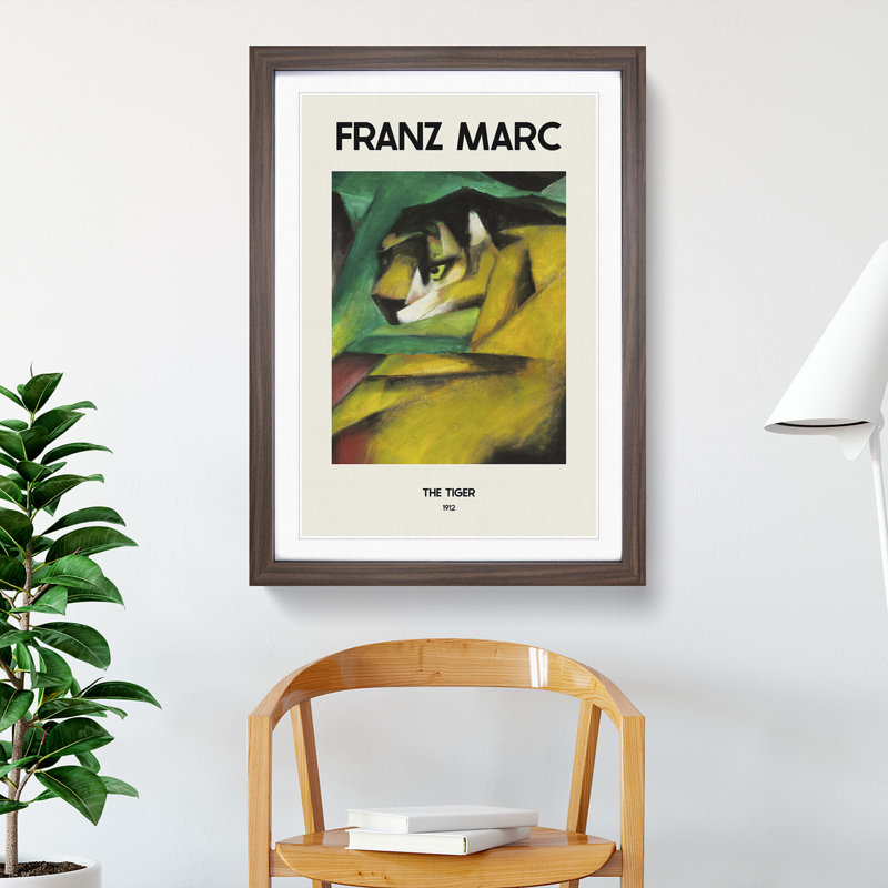 The Tiger by Franz Marc - Picture Frame Painting, 36cm H x 27cm W x 2cm D, Walnut Framed