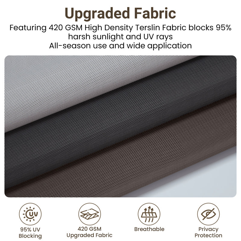 Cordless Outdoor Roller Shade 6' W x 8' L, Assembly Free Outdoor Patio Blinds with 420GSM Upgraded Fabric, 95% UV Blockout Roller Shade, Patio Shade for Outdoor & Indoor (No Need Crank)