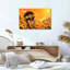 «Woman with Sunflowers In Low Poly Orange Desert», art mural sur toile-1849301966