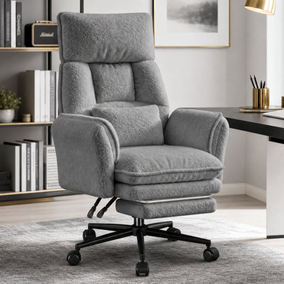 Chaise de bureau inclinable avec appui-tête réglable, repose-pieds et accoudoirs pliables, inclinable 95 ° à 150 °, fauteuil de bureau pivotant à 360 °