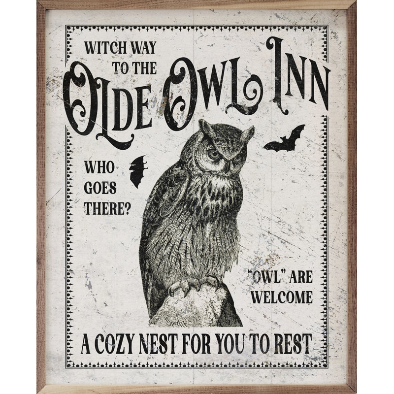 Olde Owl Inn White, 16" W x 20" H