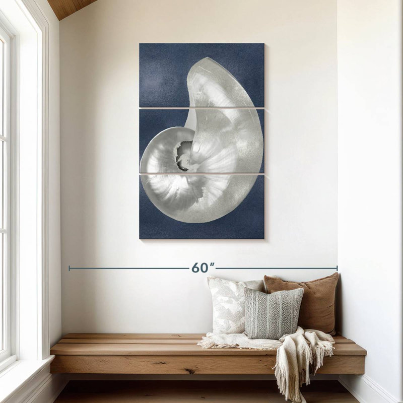 Aletra coquillage argenté sur bleu indigo I, H 45 po x l 28 po