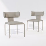 Derran Faux Leather Upholstered Dining Chairs Side Chairs with Backrest and Carbon Steel Legs (Set of 2)