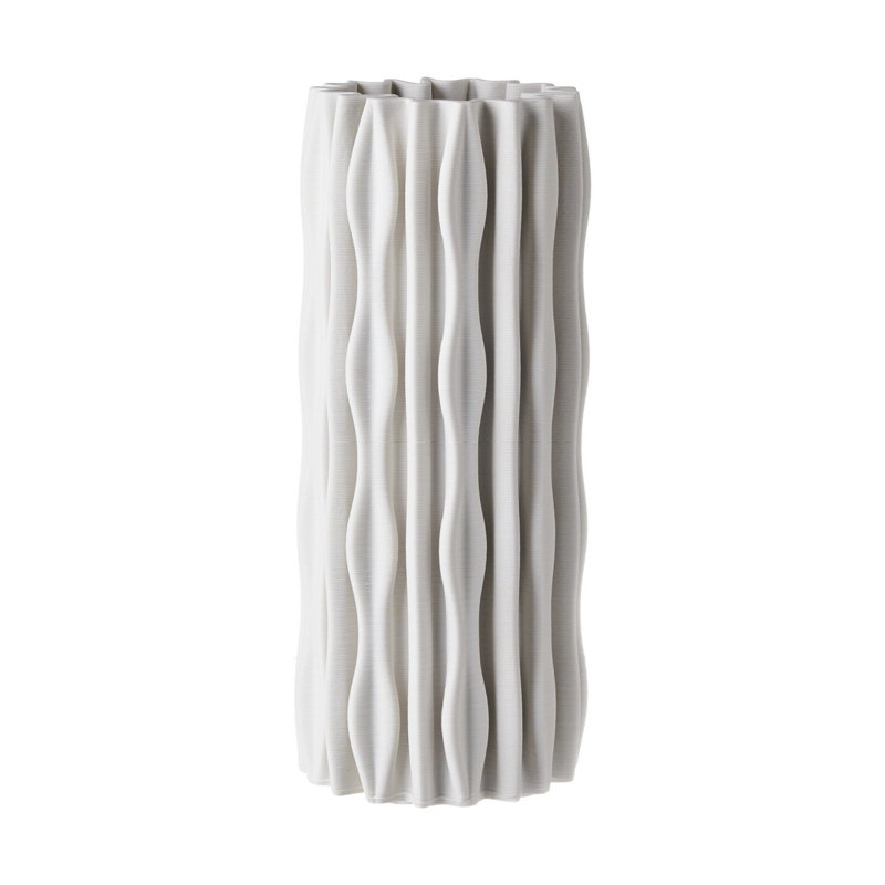 Vase en céramique, H 13 po x l 5 po x P 5 po, Blanc