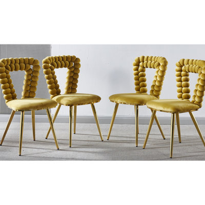 Yellow Modern Chair 4 : Fabric Material, For Living Room, Office, Bedroom 4 - , Suitable Cafe, Lobby