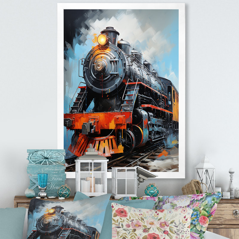 Train fluide sur toile, H 44 po x l 34 po x P 1,5 po, Cadre photo blanc