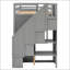 Lit mezzanine fonctionnel avec 3 tablettes