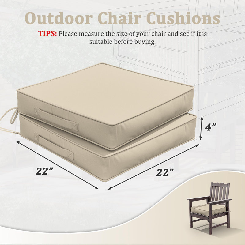 Coussins de siège d'extérieur de 4 po et coussins de siège de salle à manger de 22 po x 22 po , Crème, crème