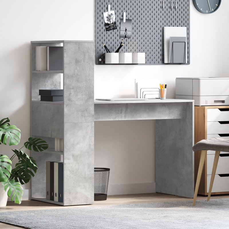 Desk Engineered Wood Medium Desk, Concrete Grey