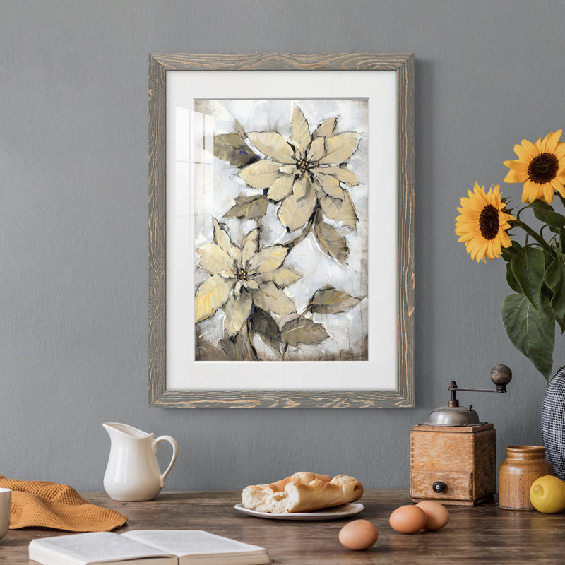 Poinsettia Study I Premium encadré mat - prêt à être suspendu, H 37,5 po x l 27,5 po x P 1 po, Cadre gris