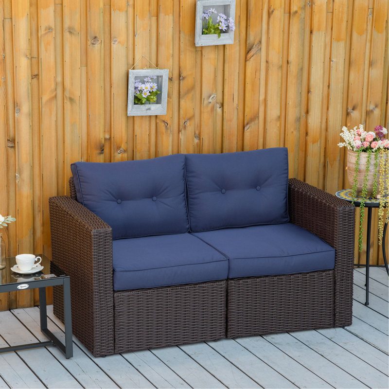 Ensemble de canapé de coin en osier de patio 2 pièces Outsunny