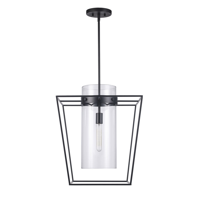 1 - Light Lantern Pendant, Black, 56.9" H x 18" W x 18" D