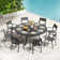 60" Patio Dining Set with Metal Round Dining Table and 8 Metal Armrest Chairs