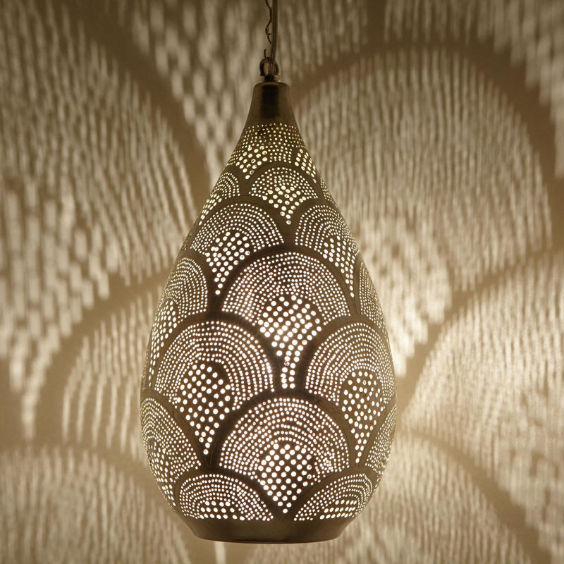 Sabia 1 - Light Silver Single Pendant, 30cm H x 17cm W x 17cm D
