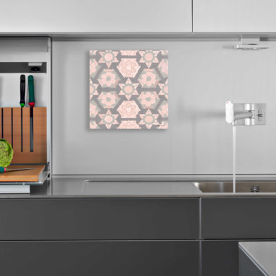 «Pink and Gray Motif 4» par Stellar Design Studio, art mural en verre acrylique
