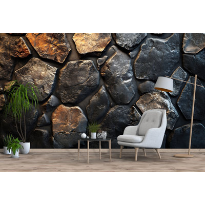 Rustic Stone Wall Mural For Bedroom – 3D Rock Pattern Wallpaper For Modern Industrial Home Décor