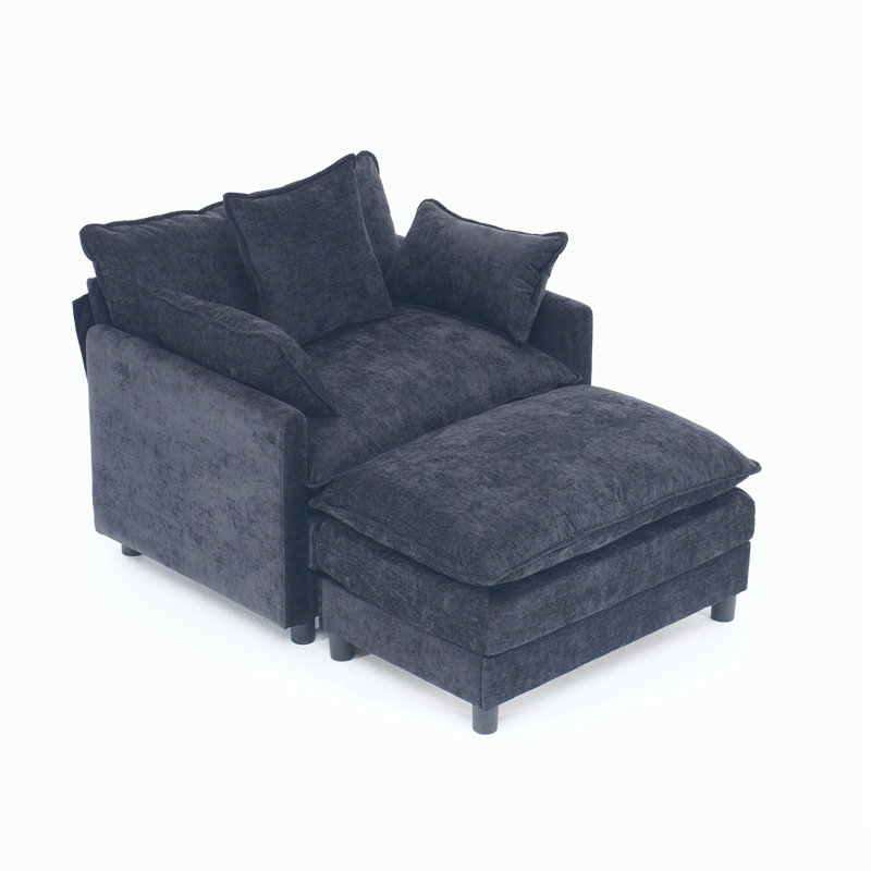 Chaise d'appoint moderne avec repose-pieds, Noir
