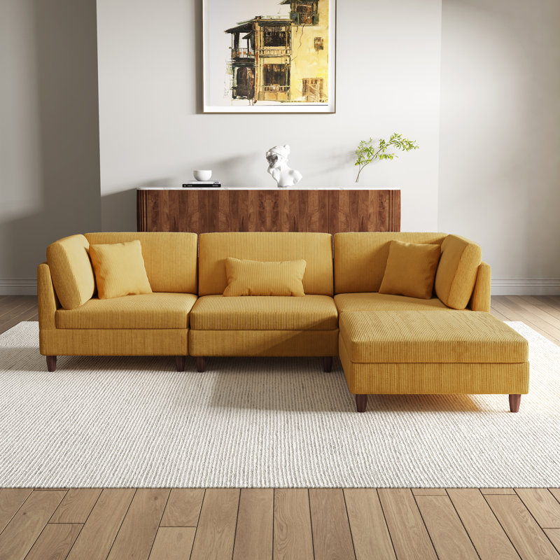 Mordecai Reversible Modular Corner Sofa, Orange