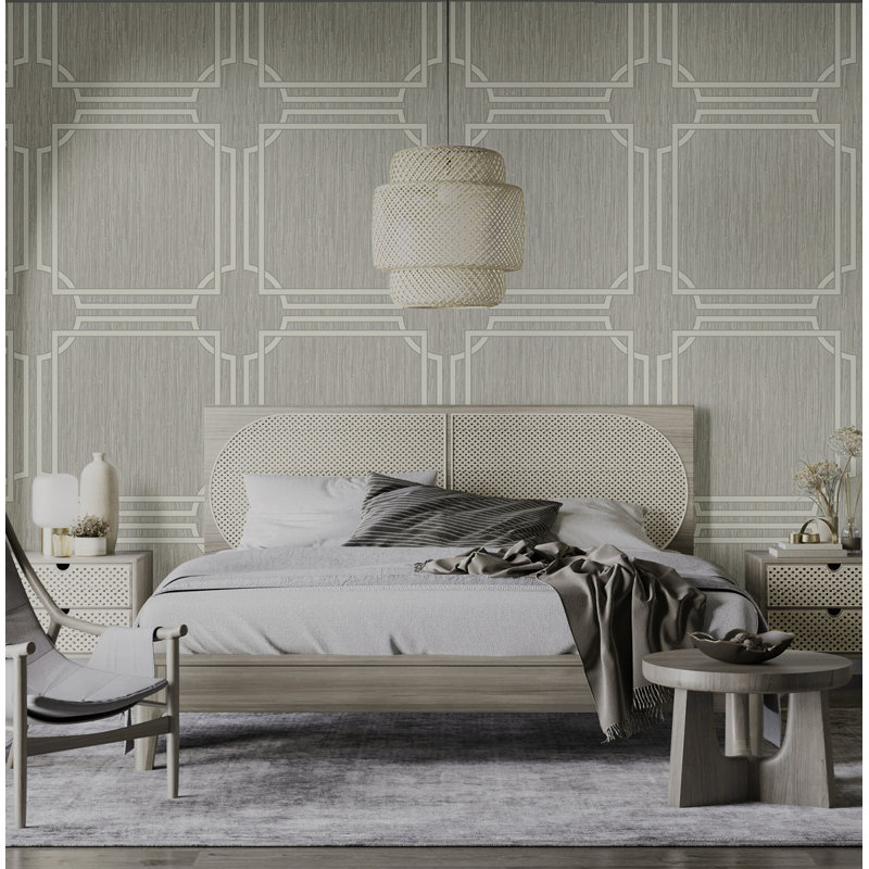 Glenys 10.05m x 53cm Textured Matte Wallpaper Roll, Silver