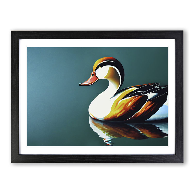 Electrifying Duck - Single Picture Frame Painting, Black, 46cm H x 64cm W x 2cm D