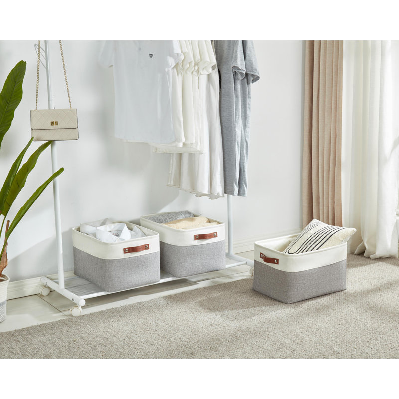 Bac en tissu, Gris / blanc, 3