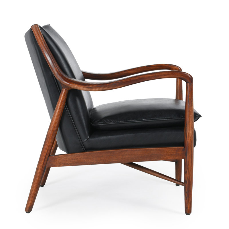 Kareem Club Chair Brown, Black Genuine Leather