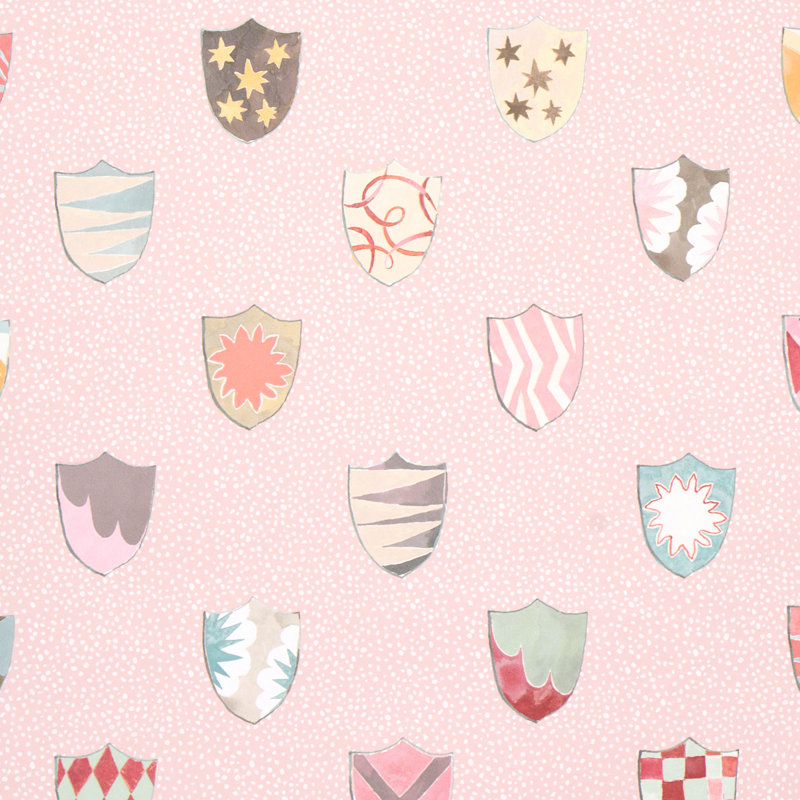 Schumacher x Happy Menocal Heraldic Wallpaper, Pink