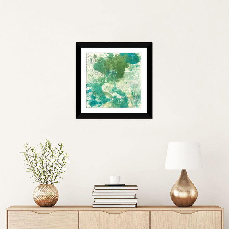 « mossy rock ii », impression sur toile, H 18 po x l 18 po x P 1,5 po, Papier d'art encadré noir, Blanc