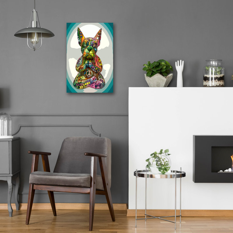 «French Buddha Bulldog» par Dean Russo, H 24 po x l 16 po x P 0,2 po