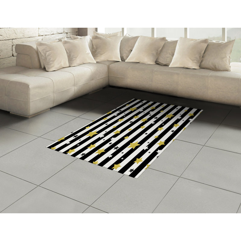 Striped High Density Long Fiber Poly Threads Decorative Area Rug Carpet, Rectangle 4' x 5'8"
