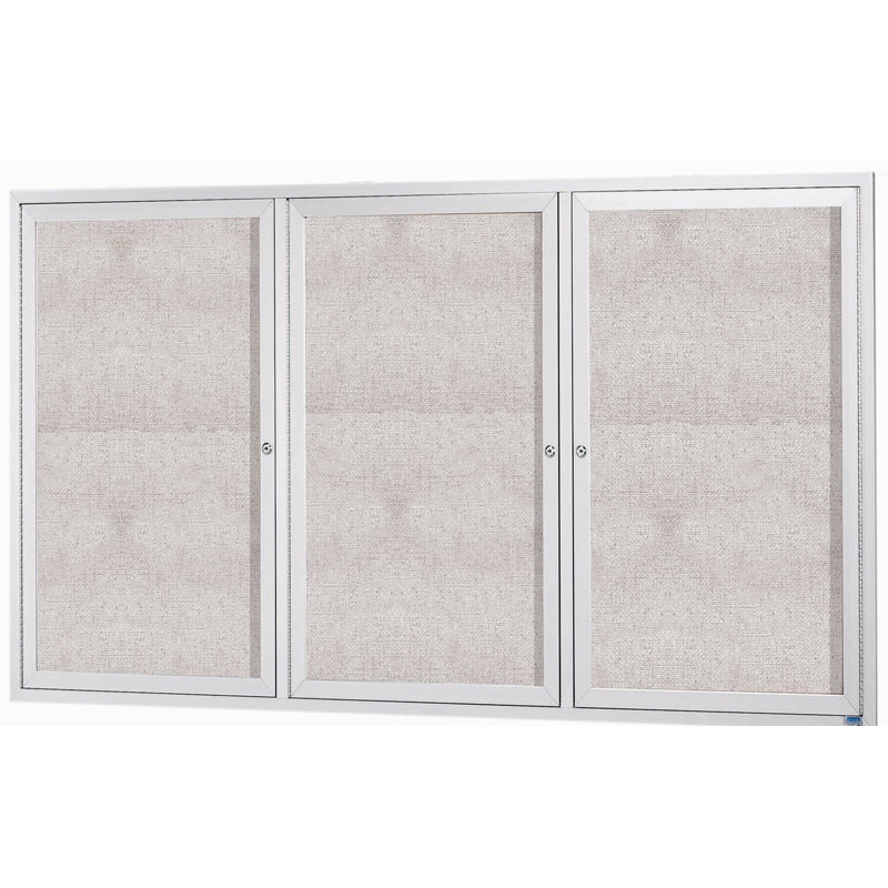 Panneau d'affichage mural fermé avec éclairage DEL, Aluminium anodisé satin transparent, Trois, H 48 po x l 96 po