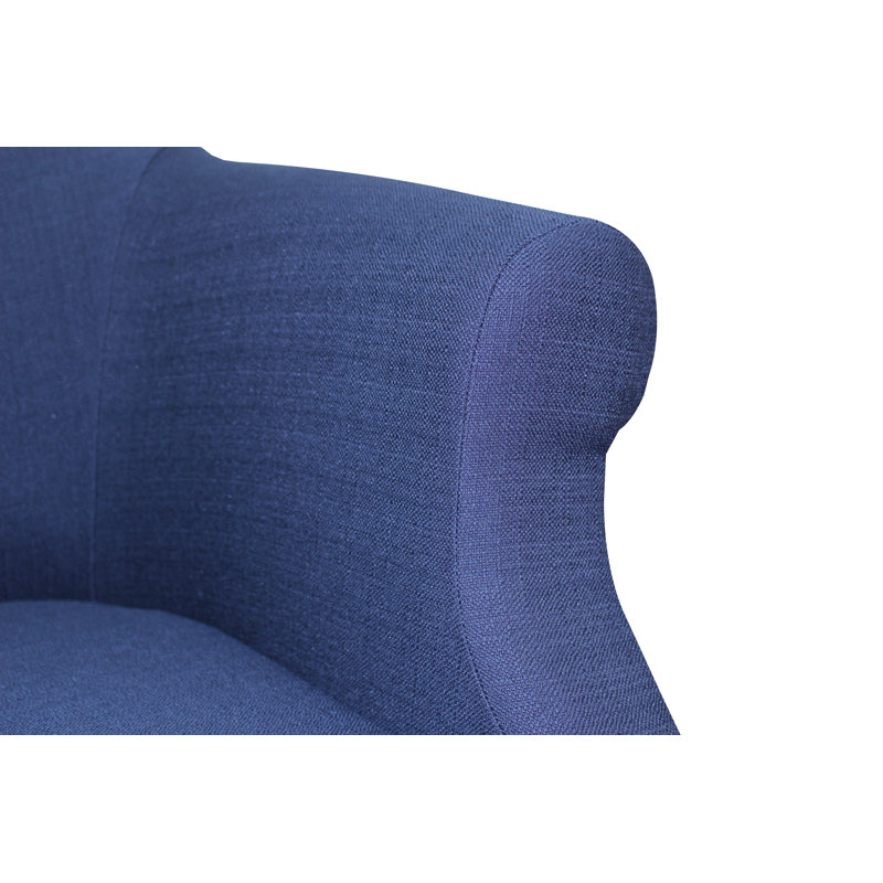 Fauteuil demi-tonneau en polyester Adea, Tissu natté minuit Klein