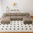 Boneless 136" U Shaped Sectional Couches, Corduroy Sectional Sofa With Reversible Storage Ottoman, 4 Seater Sofa With Throw Pillows Upholstered L-Shaped Couch For Living Room-779772830-779772819