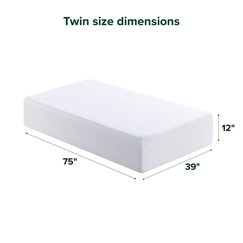 Matelas en mousse viscoélastique gélifiée 12 po - Sleep by Wayfair ™, Lit simple, 12"