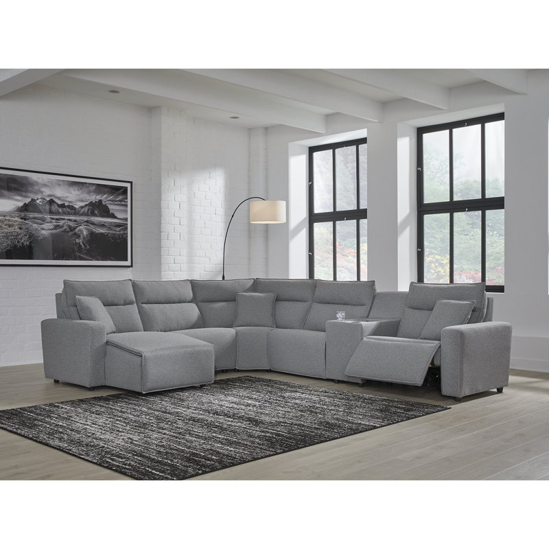 Depew 6-Piece Power Reclining Sectional With Chaise, Right Hand Facing