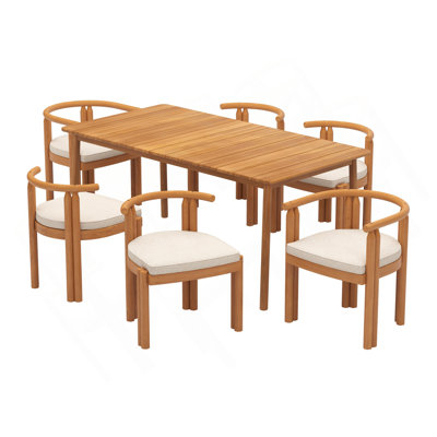Cove Outdoor Patio 7PCS Dining Set (4PCS Armless+2PCS Armrest Dining Chair And 1PC Dining Table)