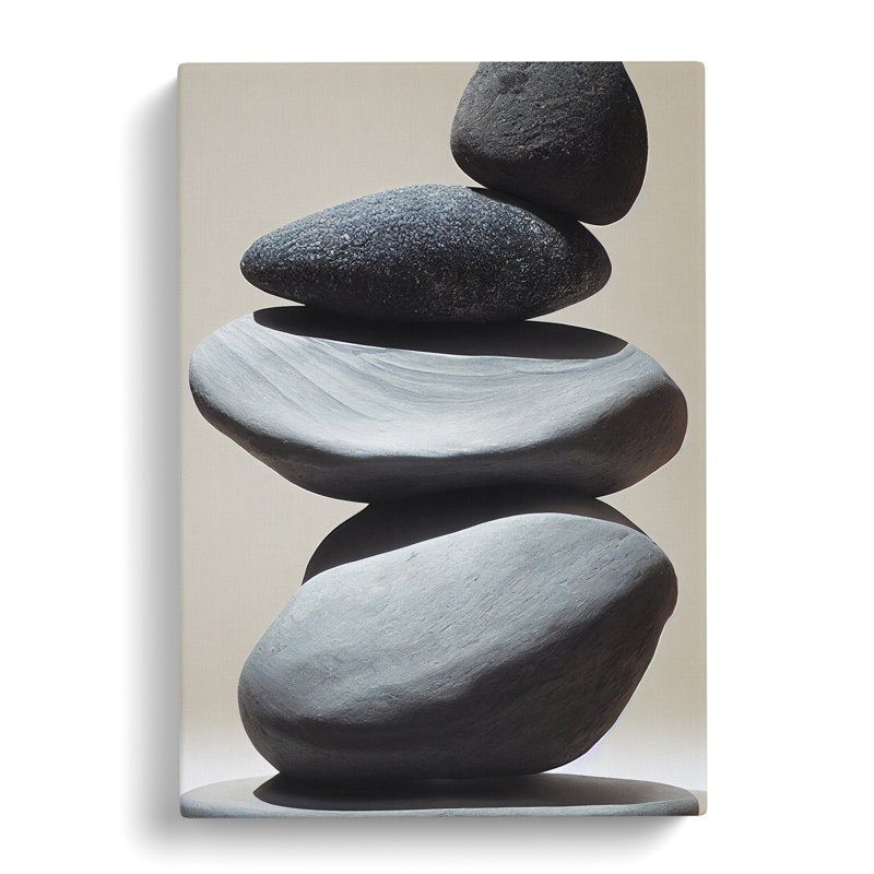 CAN-V0523-1795X Pebbles Zen Stones Stacked Vol.3 - Wrapped Canvas, 50cm H x 35cm W, Unframed