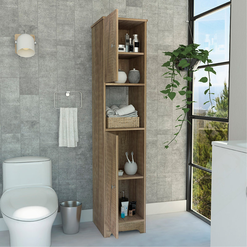 Armoire à linge, portes doubles, quatre tablettes intérieures, deux armoires - chêne clair