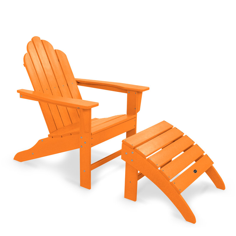POLYWOOD Long Island Adirondack 2-Piece Set, Tangerine