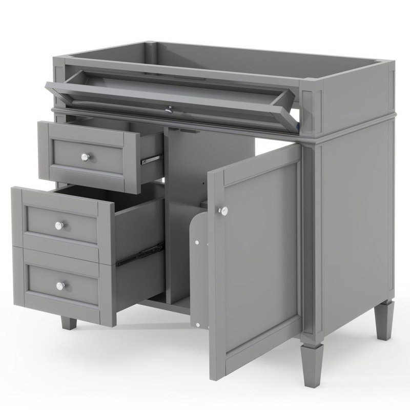 Meuble-lavabo de salle de bain sans lavabo, Gris, Argent argent