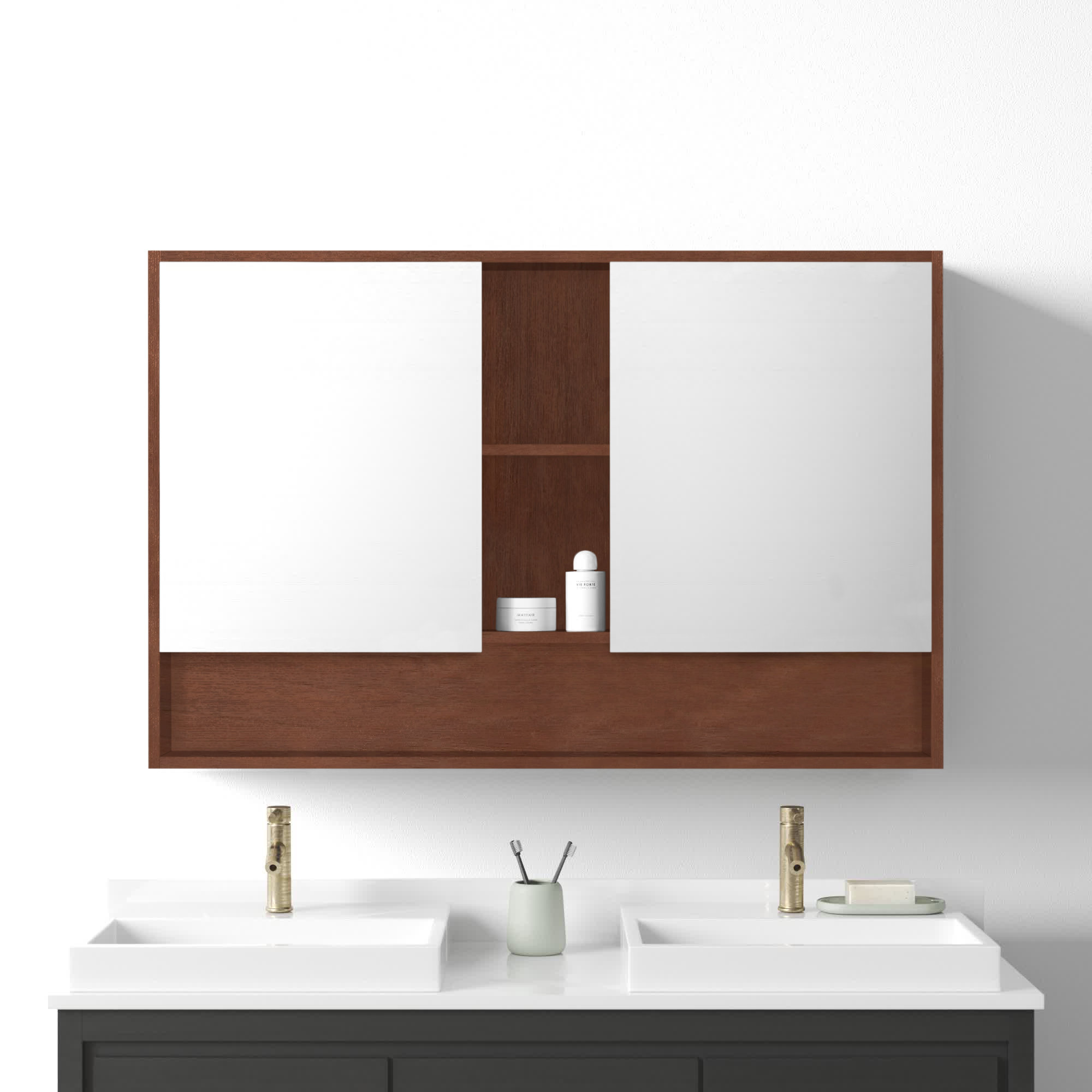 Maisie Surface Double Medicine Cabinet, Walnut