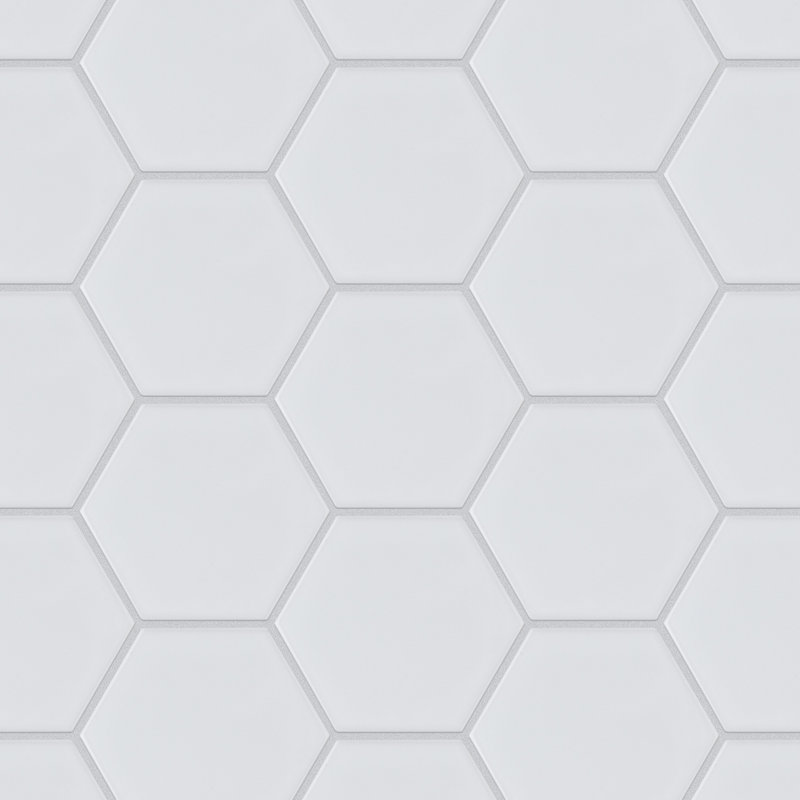Metro Super 4" Hex Glossy White 10" x 11-1/2" Porcelain Mosaic Floor and Wall Tile