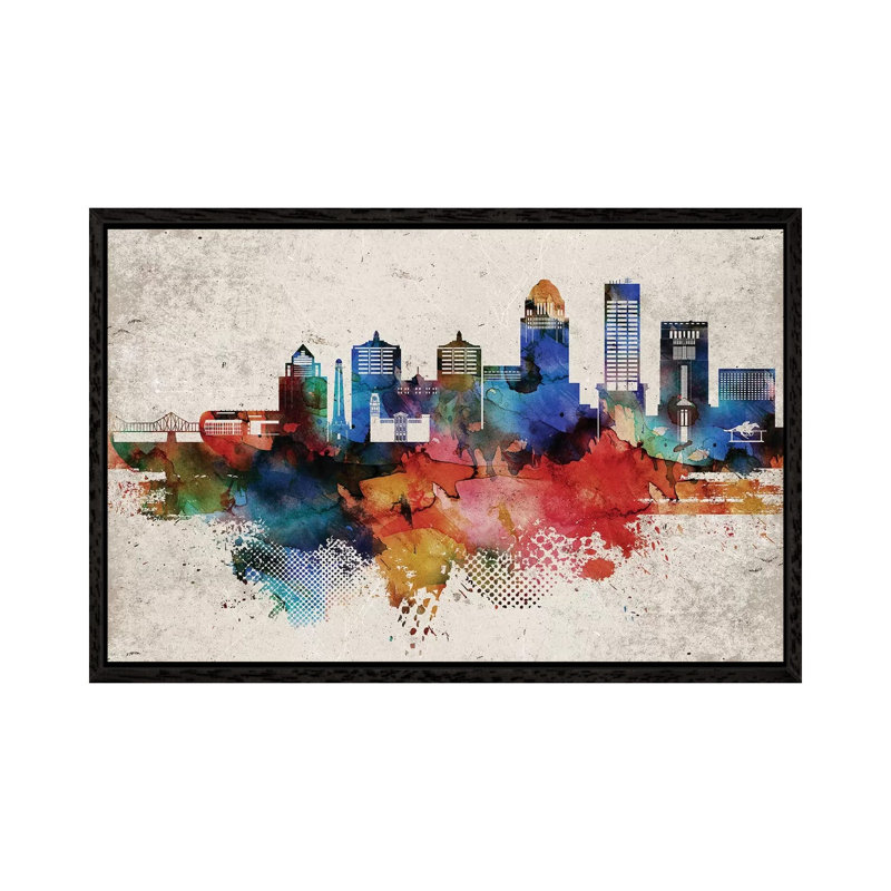 Louisville Abstract - Print on Canvas, Black Framed, 101.6 cm H x 66.04 cm W