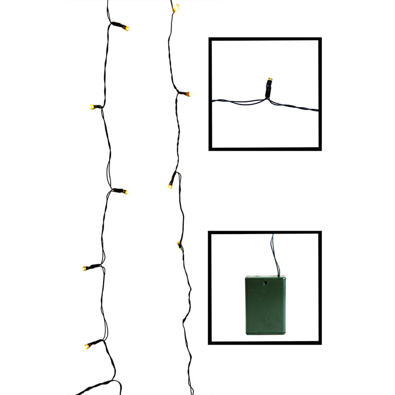 20 lumières de Noël à DEL grand angle pré-éclairées à piles - 6,25 pi, Vert / Orange
