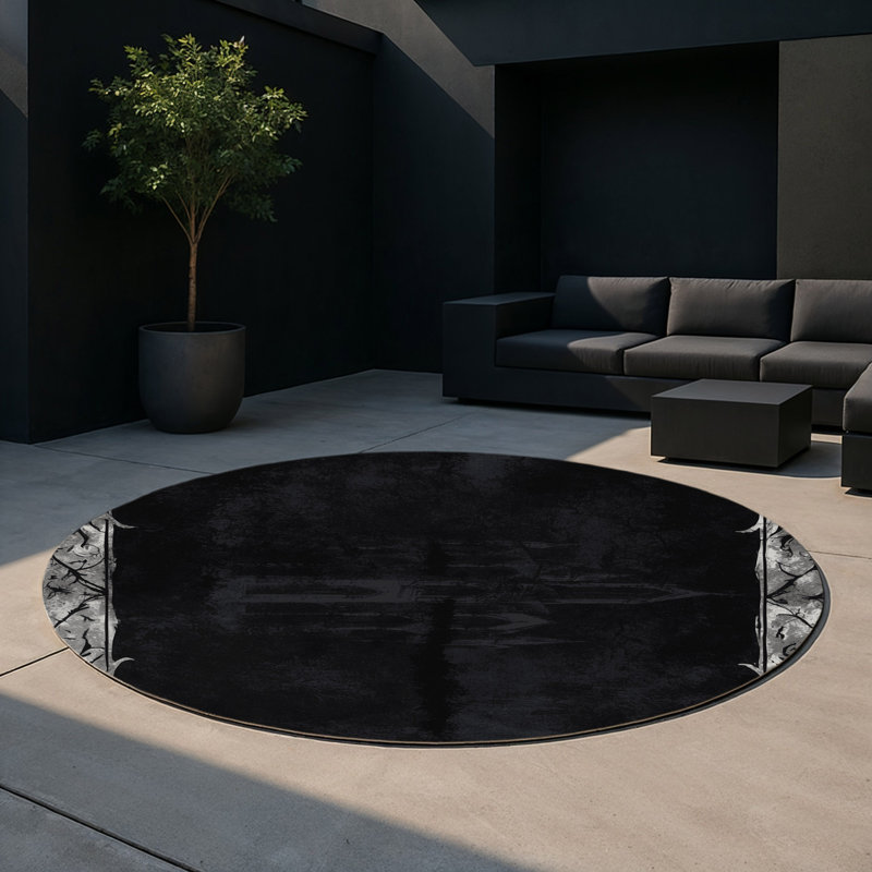 Silver Petal Indoor And Outdoor Area Rug, Round 5'