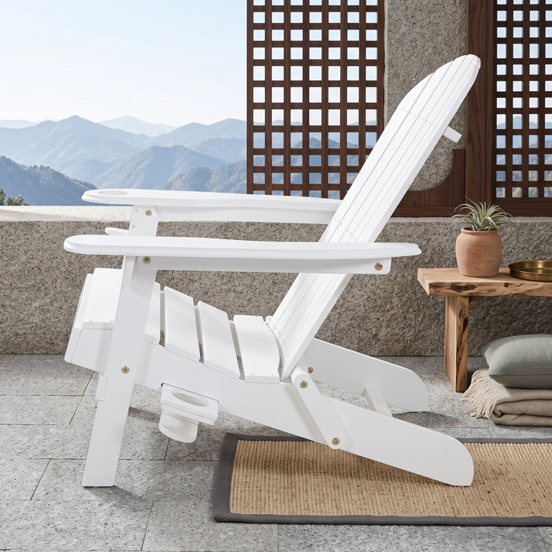 Chaise pliante d'extérieur avec porte-gobelets intégrés, Blanc