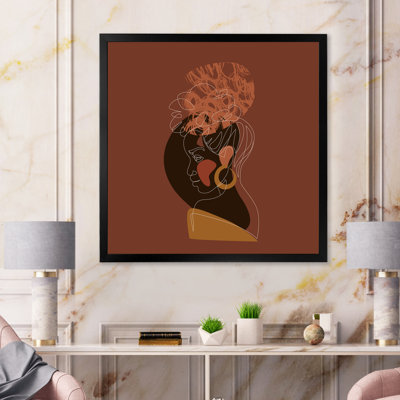 «Black Woman Afro Portrait with Geometric Shapes I», impression sur toile