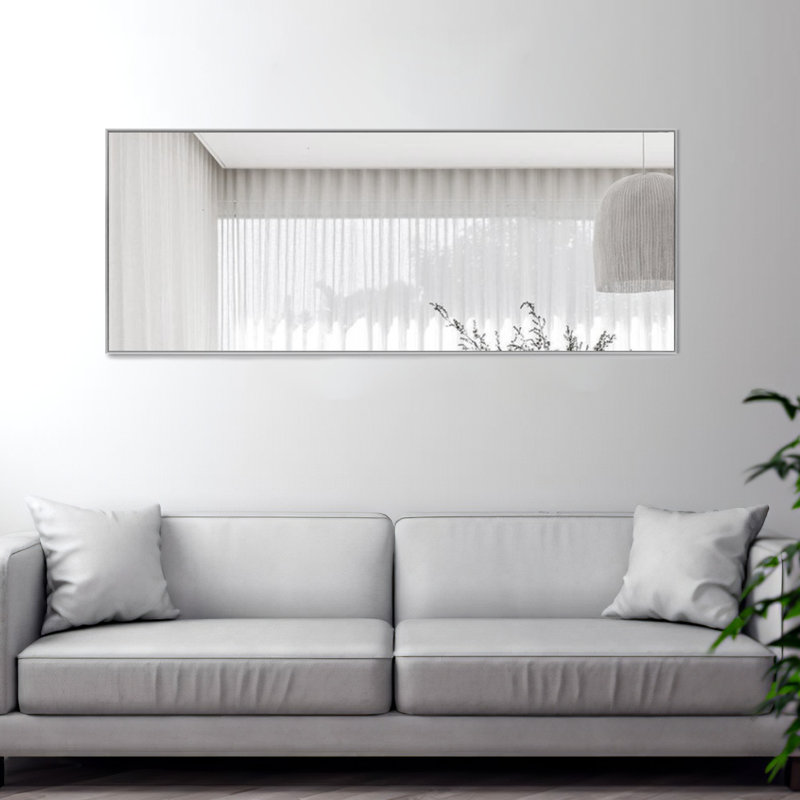 Talma Wood Flat Mirror, Light Gray, 59" H x 19" W
