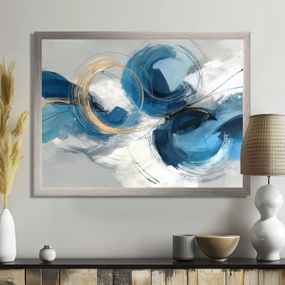 Abstrait tourbillon dans des tons bleus et blancs - art mural, impression sur toile bleu minimaliste