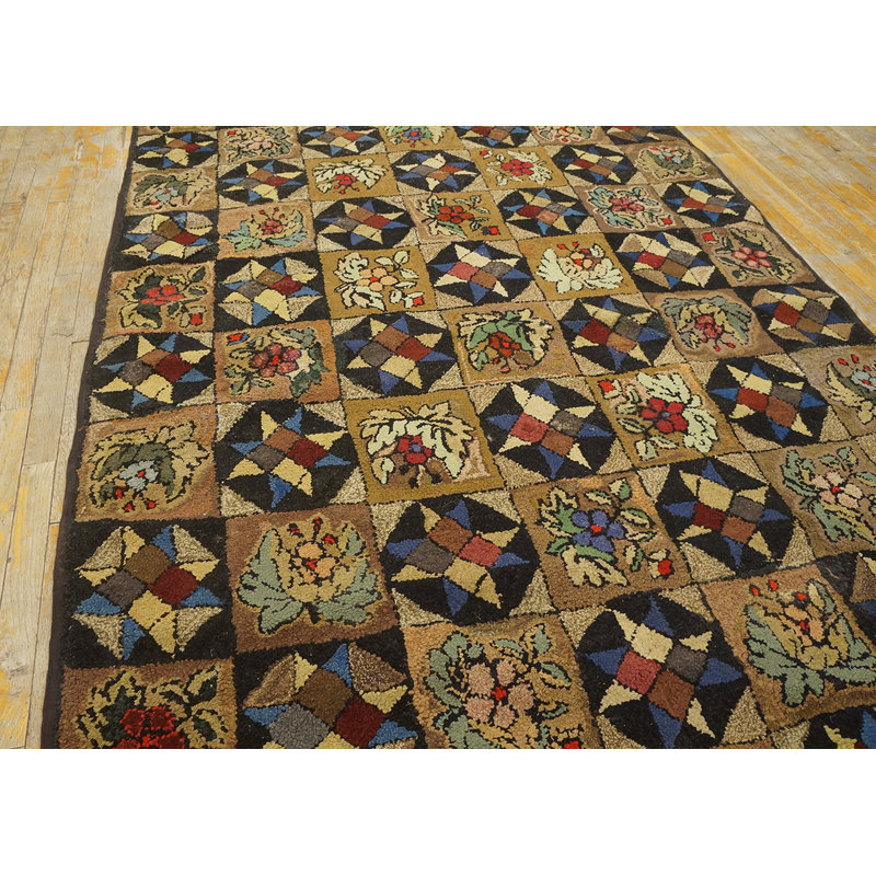 Antique American Hooked Rug Hallway Runner Wool